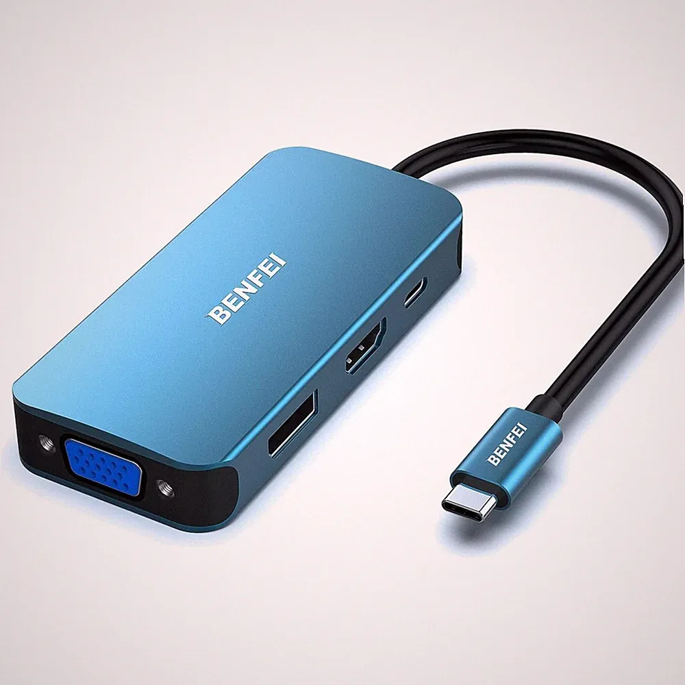 USB C Hub 4 in 1 DisplayPort HDMI VGA Adapter für MacBook, iPhone, XPS, Beamer