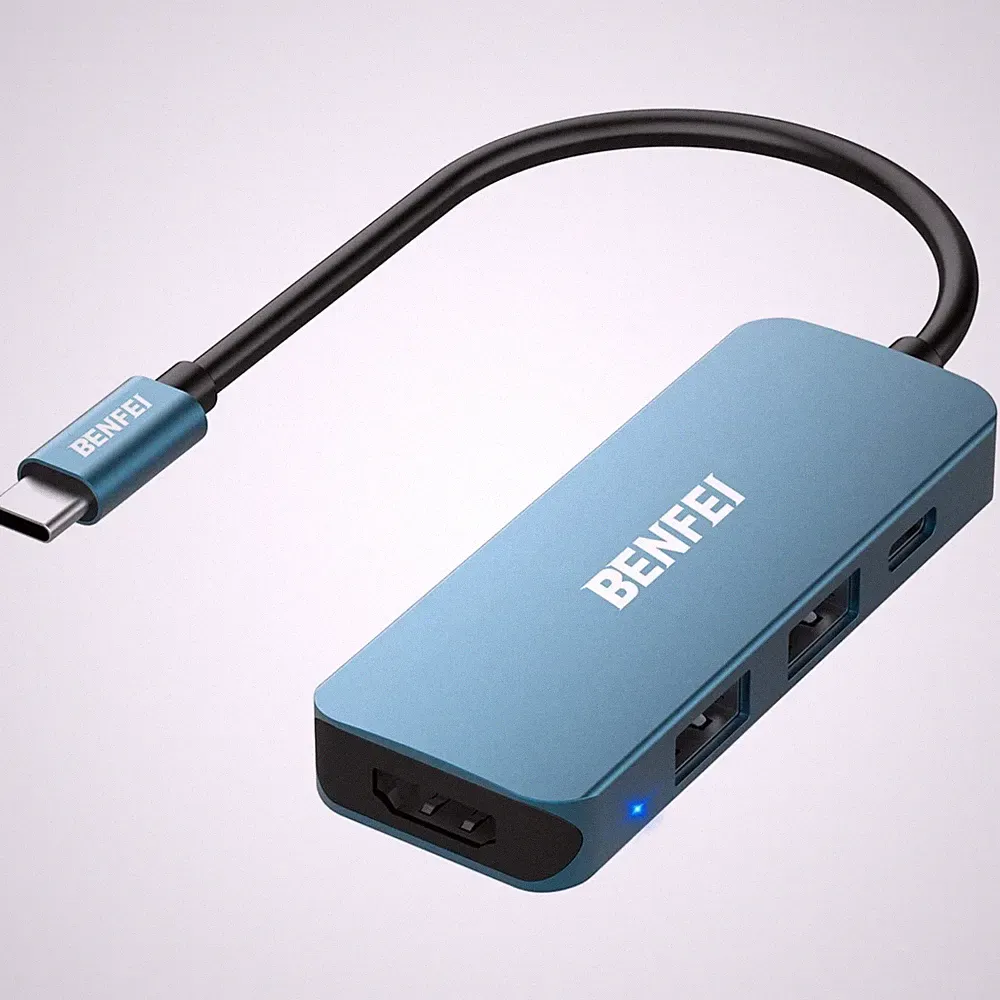 USB C Hub 4 in 1, HDMI, USB 3.0, Power Delivery, kompatibel mit Laptops, Tablets