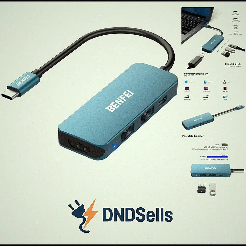 USB C HUB 4 in 1, USB Typ C auf HDMI /2*USB /60W Power Delivery Adapter, komp...