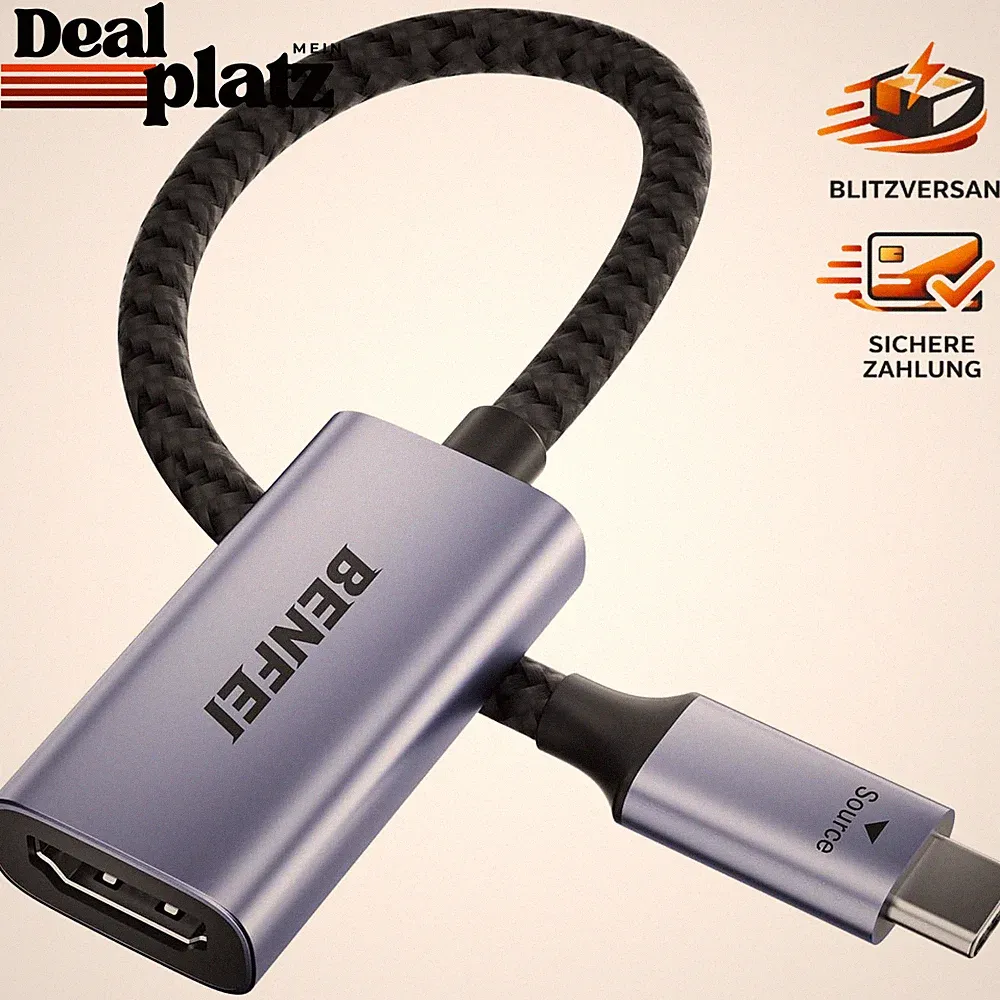 USB C zu HDMI Adapter 4K 60Hz Thunderbolt 3/4/5 kompatibel für iPhone 15 Pro Max
