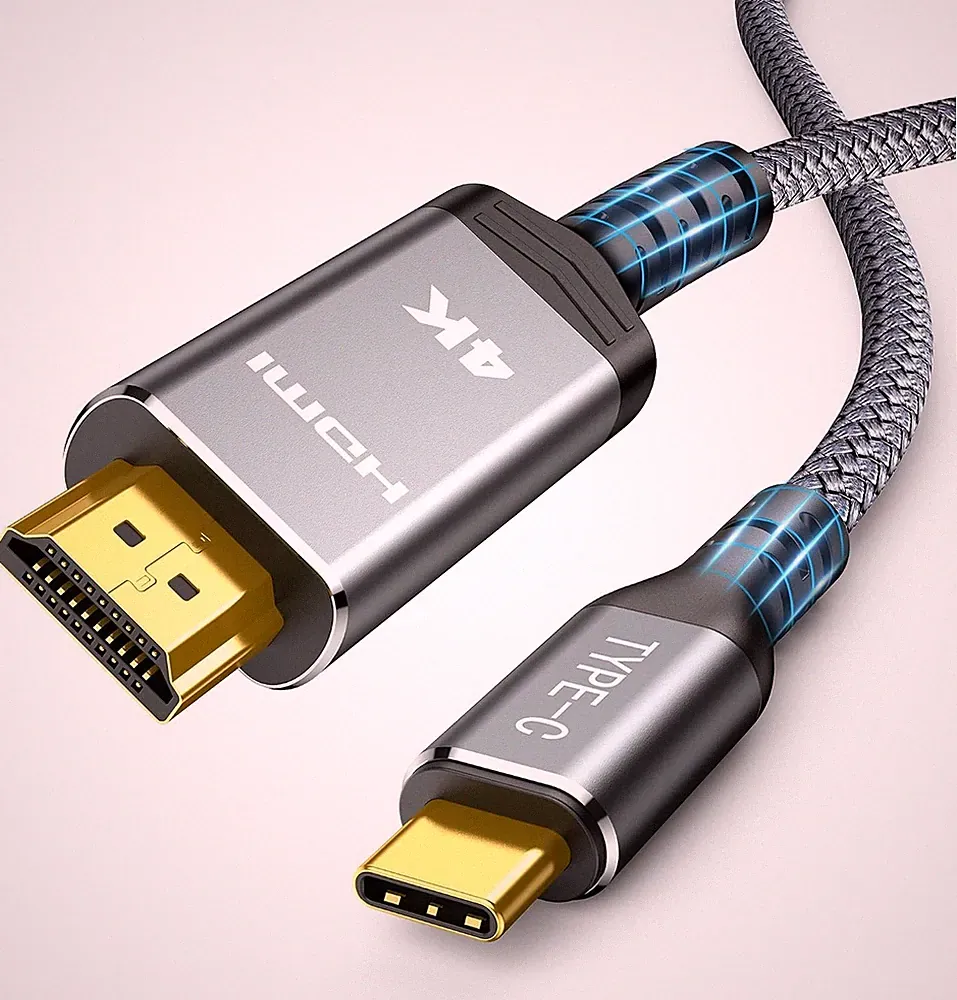 USB-C zu HDMI Kabel Nylon 1,8m 4K@60Hz Plug & Play MacBook Fernseher kompatibel