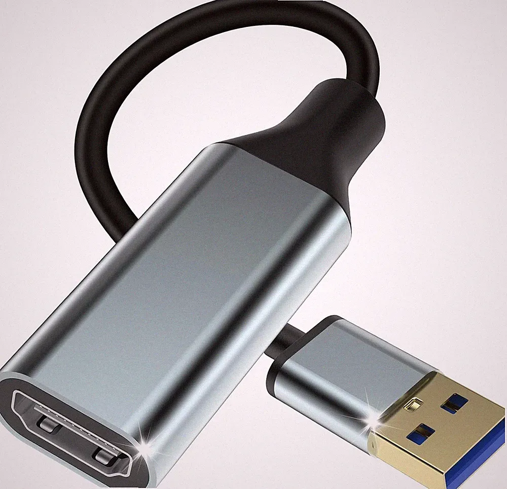 USB-zu-HD-Adapter 1080P Grau für Computer Laptop Windows 11/10/8.1/8/7 Mac