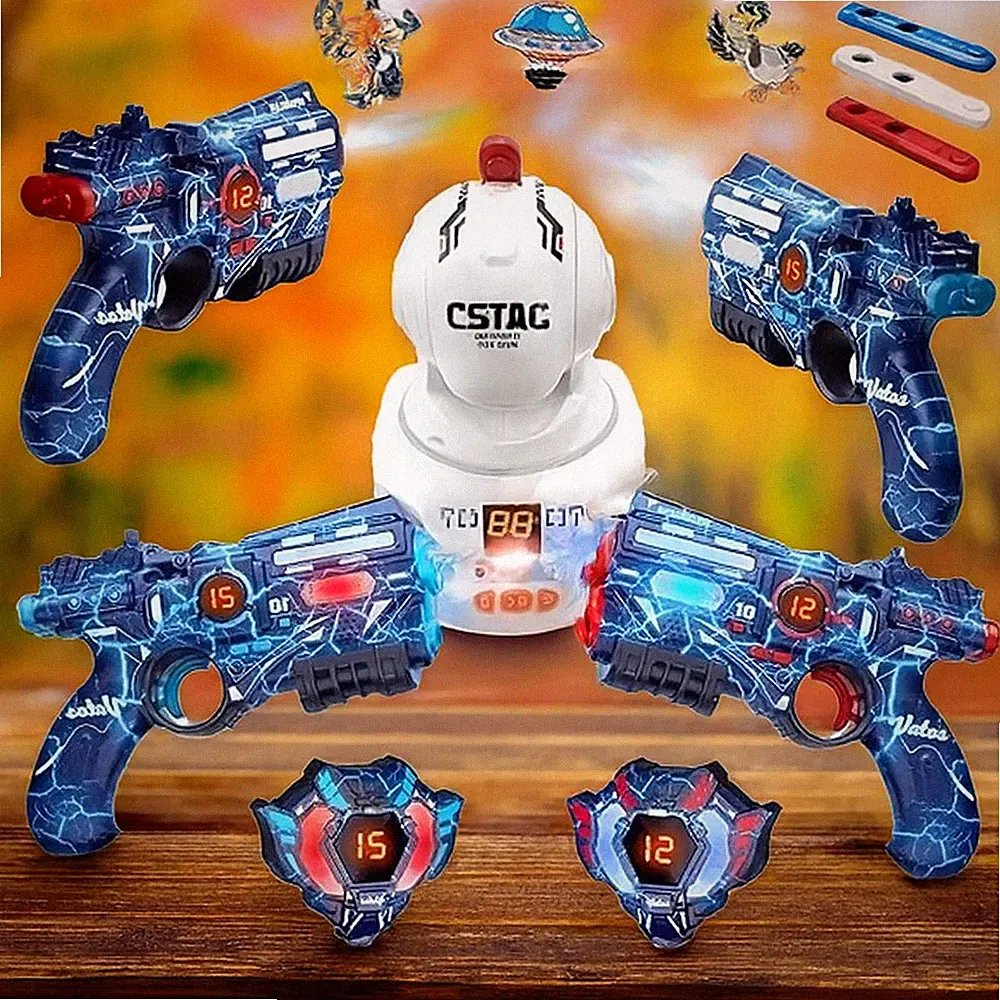 VATOS Wiederaufladbares Lasertag Set mit Projektor - 2 Spieler Spiel, LED Punkteanzeige