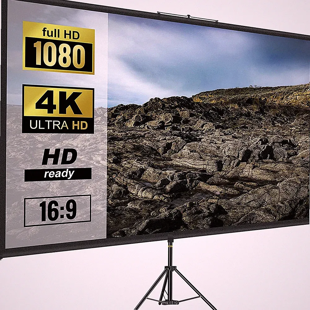 VEVOR 16:9 Beamer Leinwand 4K HD Stativleinwand Projektionsfläche 200X113Cm Präs