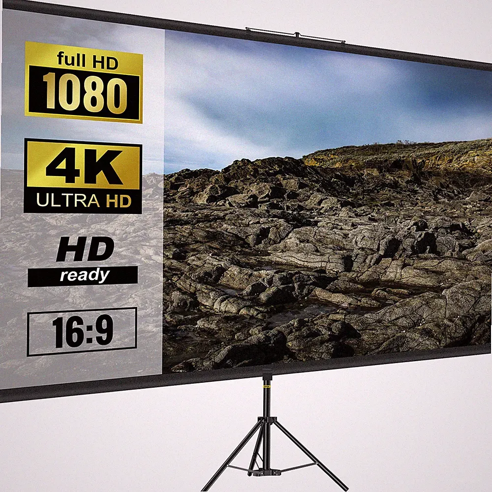 VEVOR 16:9 Beamer Leinwand Rolloleinwand Stativ 4K Präsentationswand 178x100cm