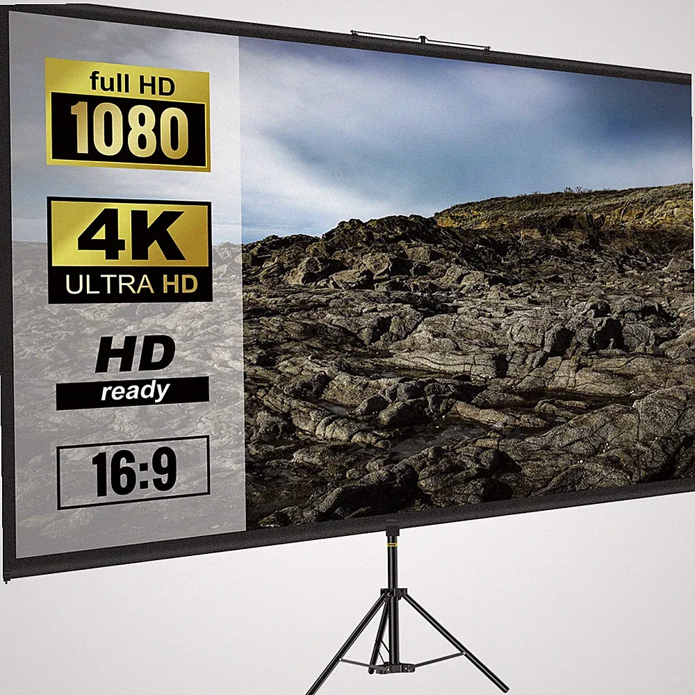 VEVOR 16:9 Beamer Leinwand Rolloleinwand Stativ 4K Präsentationswand 200-250cm