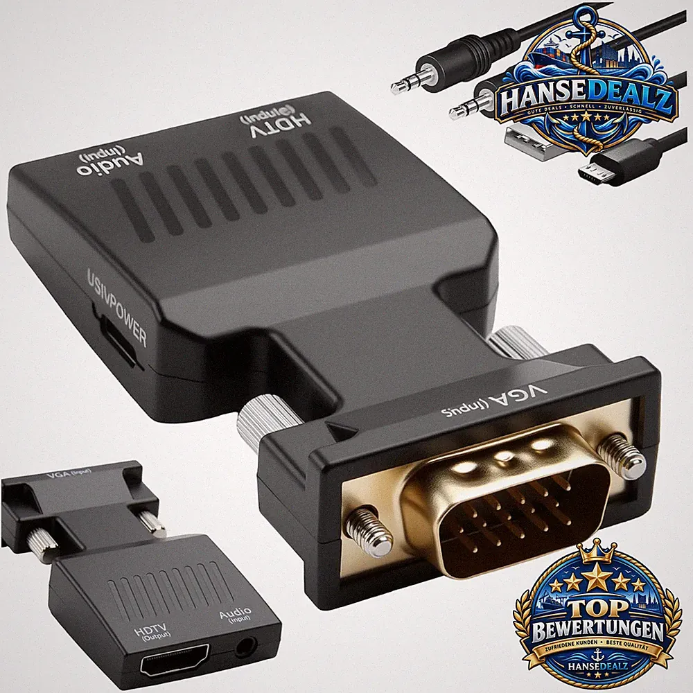 VGA auf HDMI Adapter 1080P Audio Konverter Stecker Buchse für Monitor Fernseher
