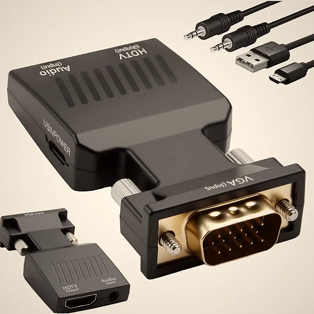 VGA auf HDMI Adapter 1080P mit Audio aktiv Konverter TV Monitor Projektor