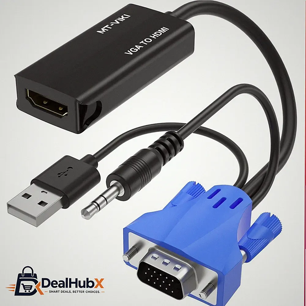 VGA auf HDMI Adapter 1080P mit Audio für PC Laptop Monitor USB-Strom