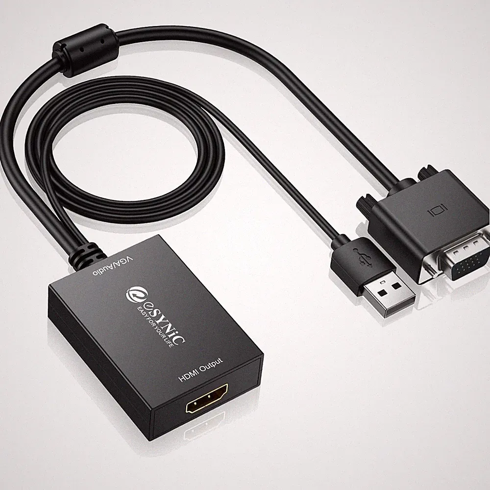 VGA auf HDMI Adapter 1080P USB Audio Monitor Projektor PC Laptop Schwarz