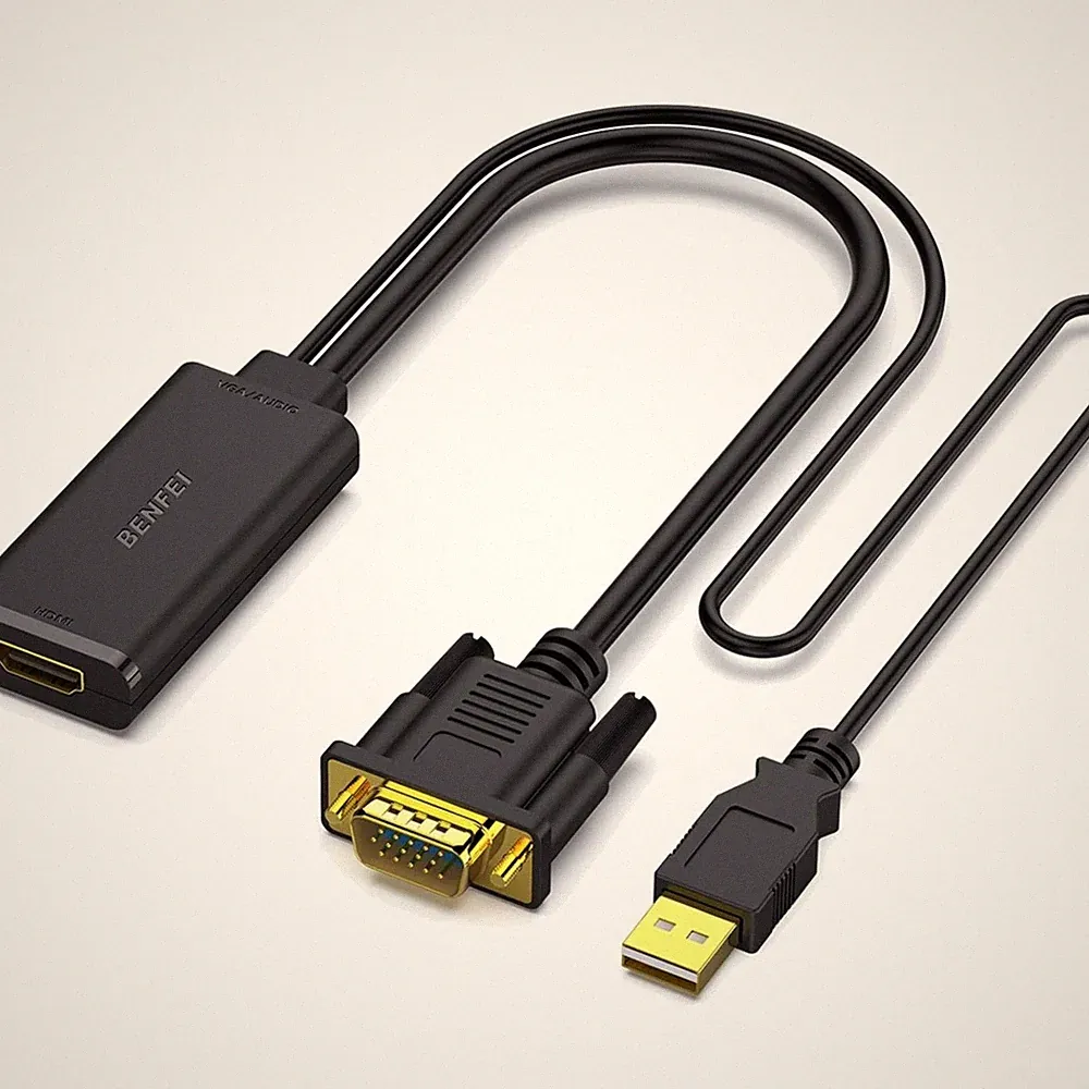 VGA auf HDMI Adapter Konverter 1080P Full HD für PC, Laptop, Beamer, Fernsehe...