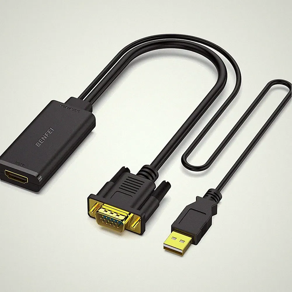 VGA auf HDMI Adapter Konverter 1080P mit Audio für PC, Laptop, Projektor, Fer...