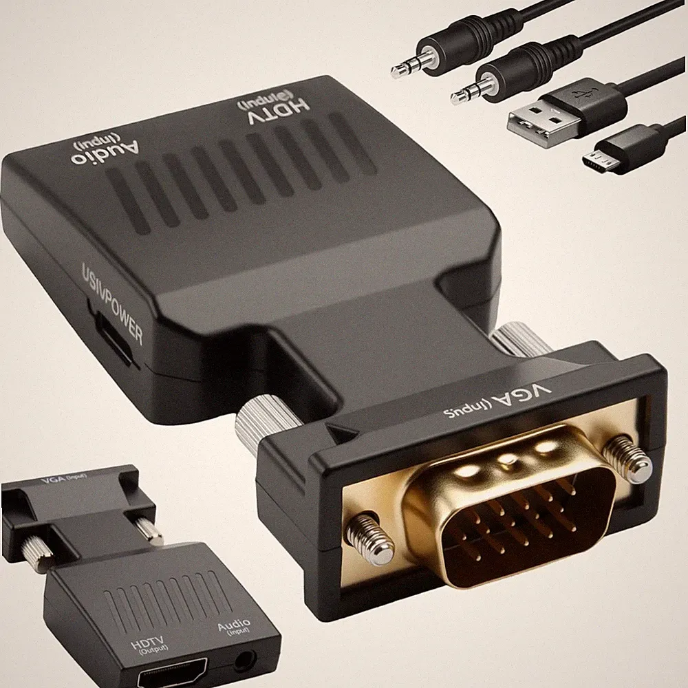 VGA auf HDMI Adapter mit Audio 1080P VGA Stecker zu HDMI Buchse Konverter für...