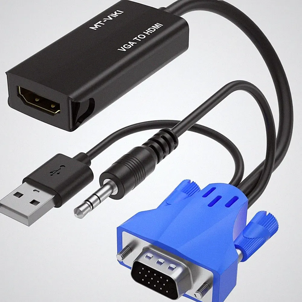 VGA HDMI Adapter Audio 1080P PC Laptop Monitor Projektor
