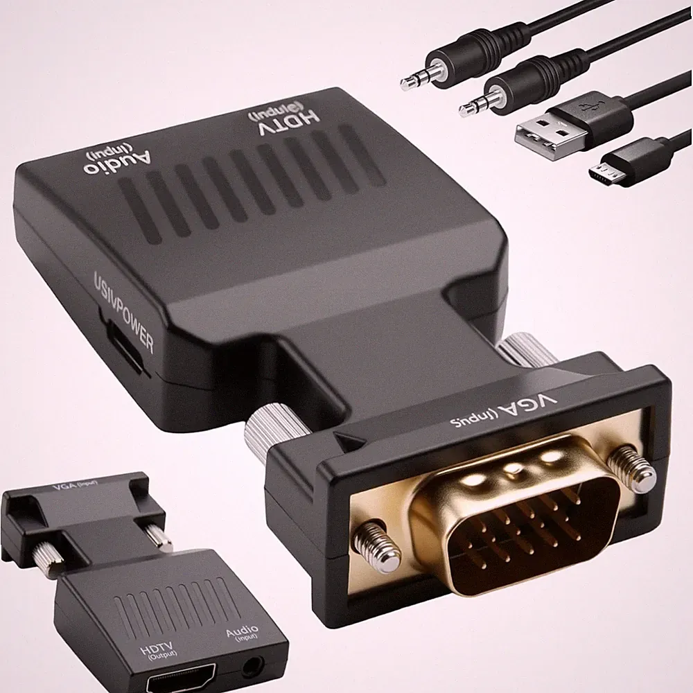 VGA HDMI Adapter mit Audio Full HD 1080P Konverter für PC Projektor Fernseher