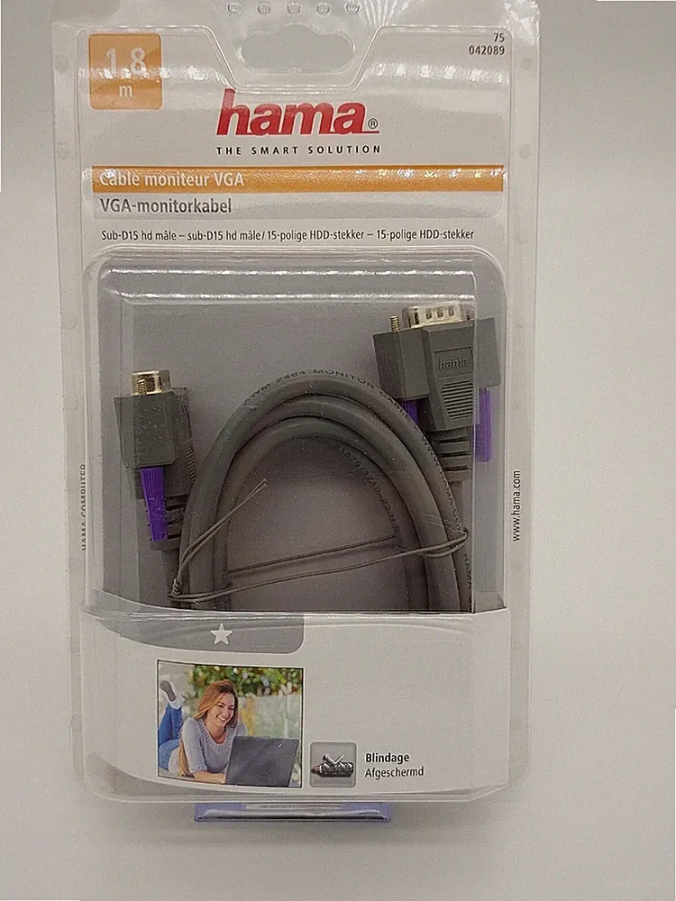 VGA Kabel für PC TFT LCD CRT HD Monitor TV Beamer Bildschirm 1,8m Diseq