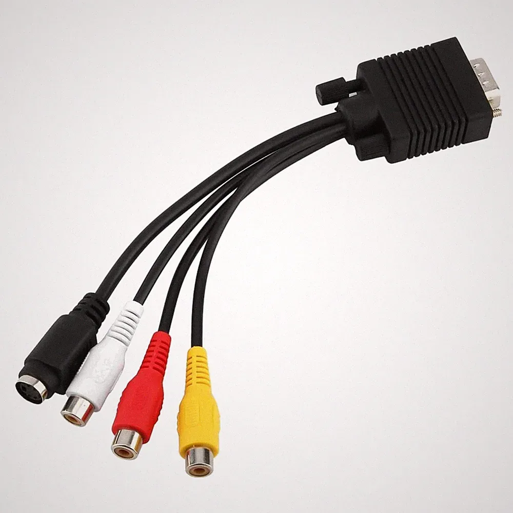 VGA SVGA auf S-Video 3 RCA AV TV Adapter Konverterkabel für PC Laptops mit Su...