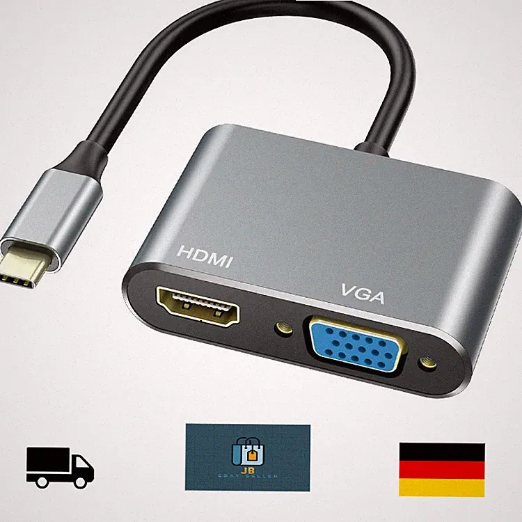 VGA/USB-C Adapter: 4K HDMI & VGA Konverter für MacBook/PC