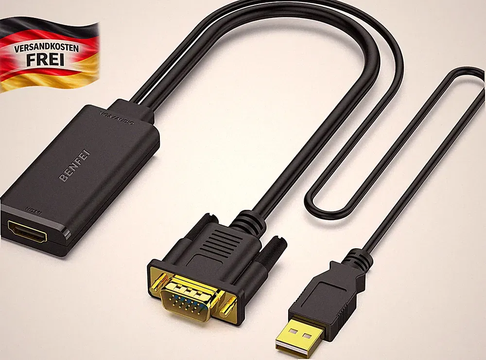 VGA zu HDMI Adapter 1080P Konverter für PC, TV, Projektor, Heimkino, Präsentatio