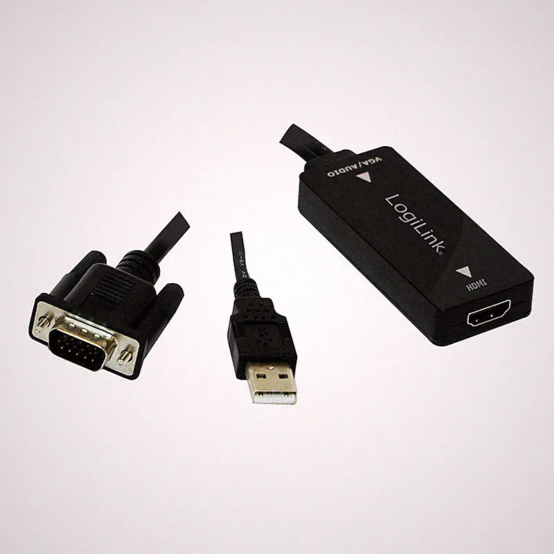 VGA zu HDMI + Audio Konverter PC Notebook Beamer High Speed VGA 2 HDMI Converter