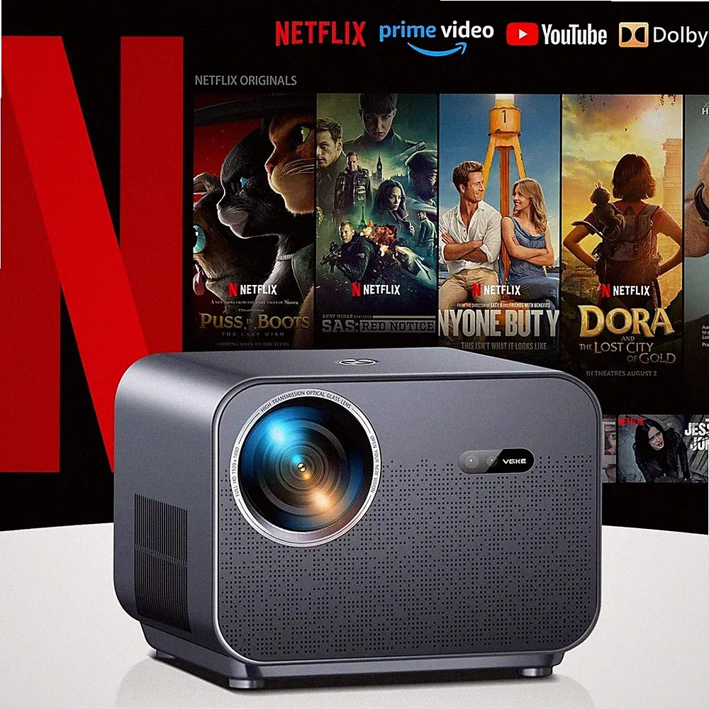 VGKE Smart Beamer 4k Heimkino Netflix 30000 Lumen Full HD 1080p WiFi6 Bluetooth