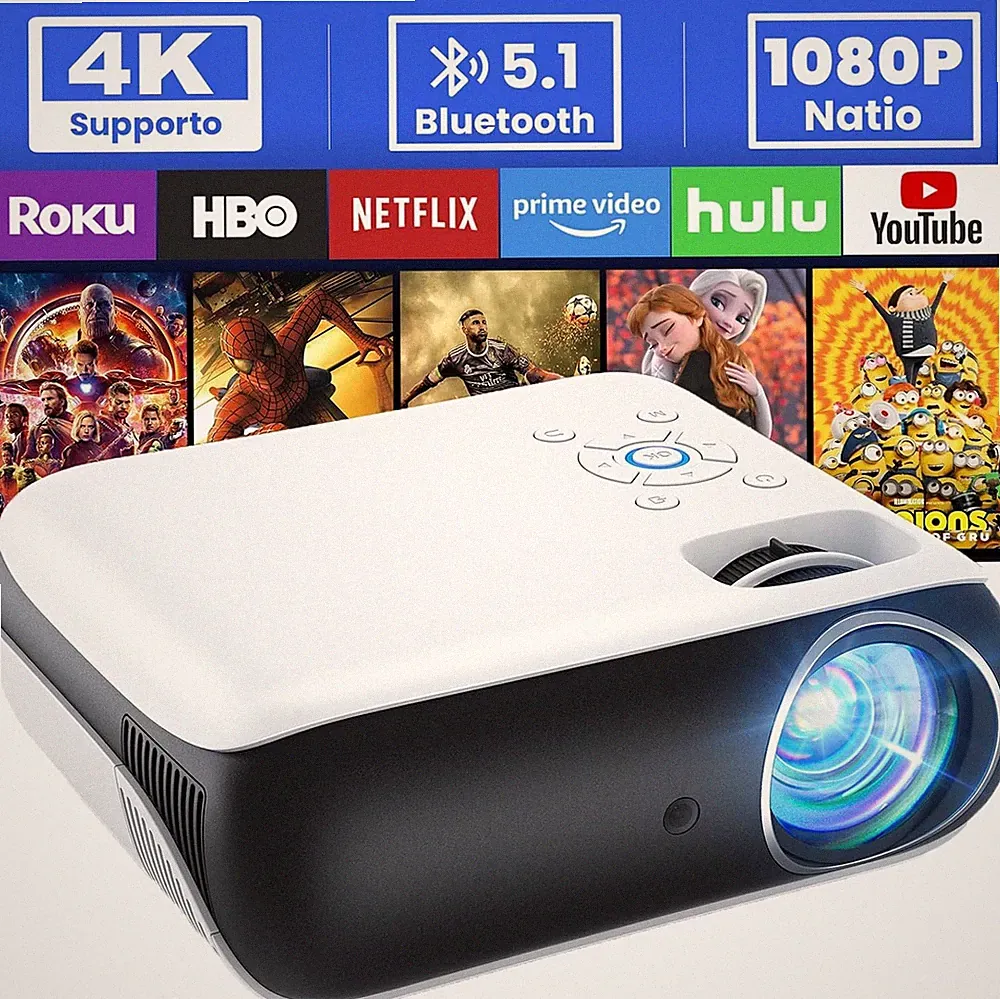 Video Beamer 4K Unterstützt 9500 Lumen FHD Kompatibel Mit Smartphone