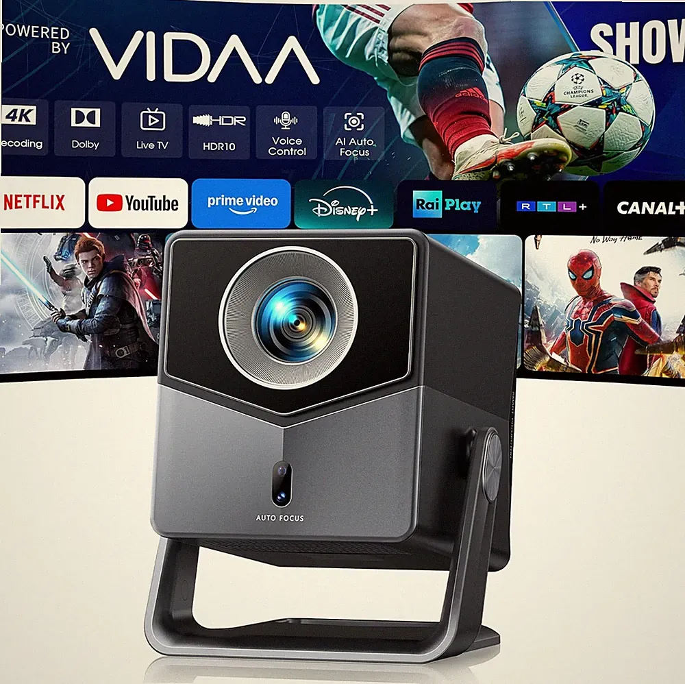 Videoprojektor 4K 1400 Ansi Smart TV Auto Focus Dolby Bluetooth Heimkino