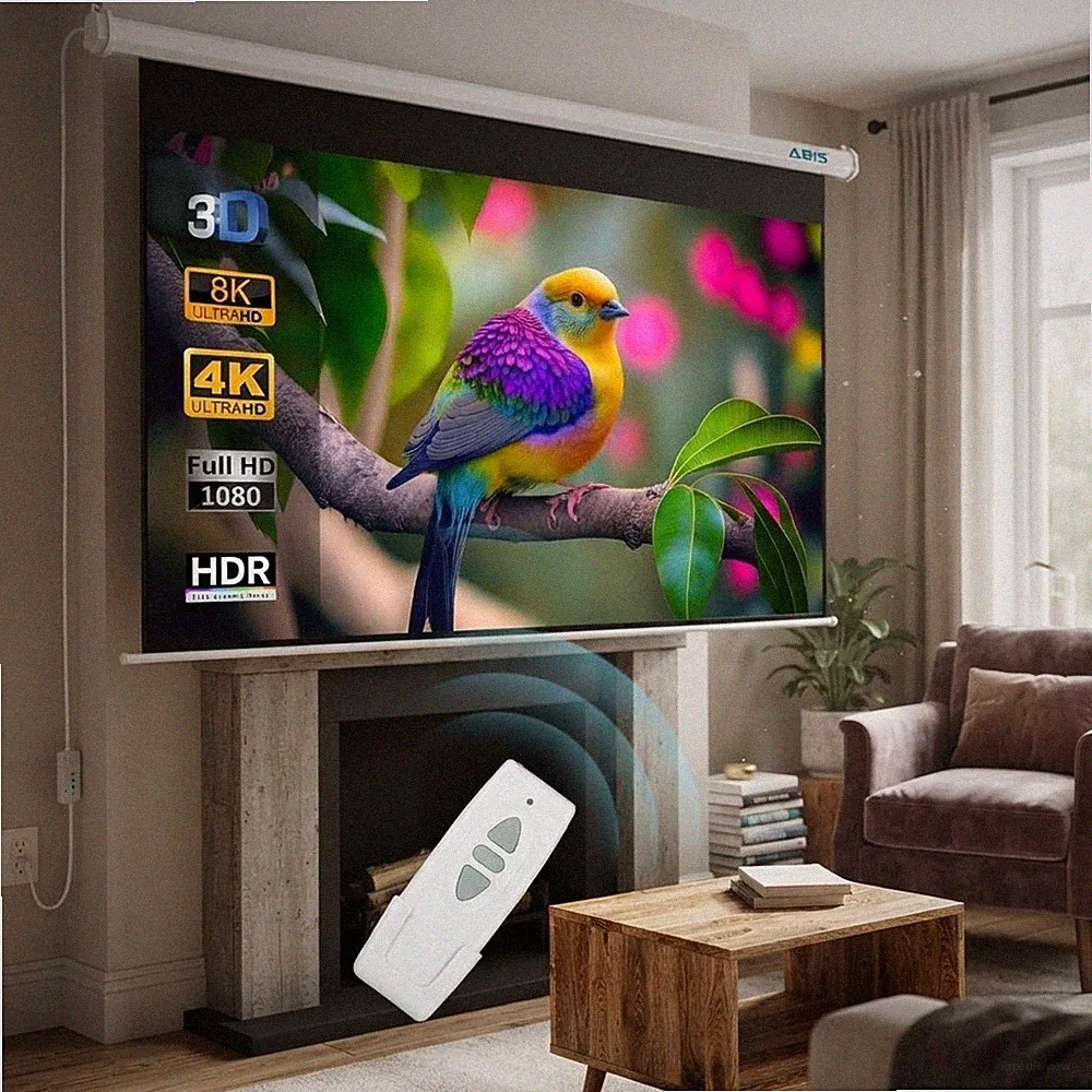 Vielseitige 100" elektrische Beamerleinwand | 4K kompatibel für alle Umgebungen