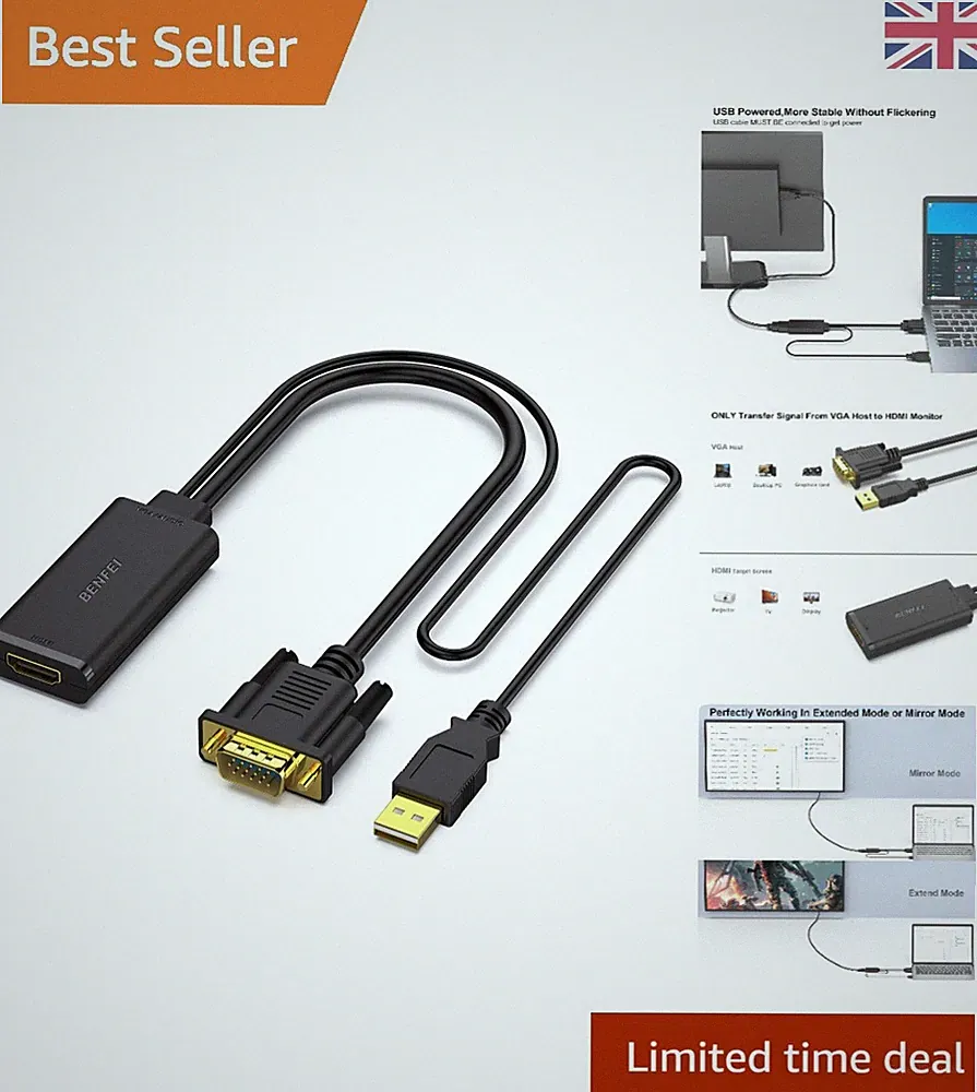 Vielseitiger VGA zu HDMI Adapter: 1080P Video & USB Audio Unterstützung für Monitore