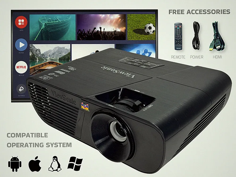 ViewSonic PJD5255 DLP Beamer Für Gaming & Filme 3300 ANSI Eco Bundle