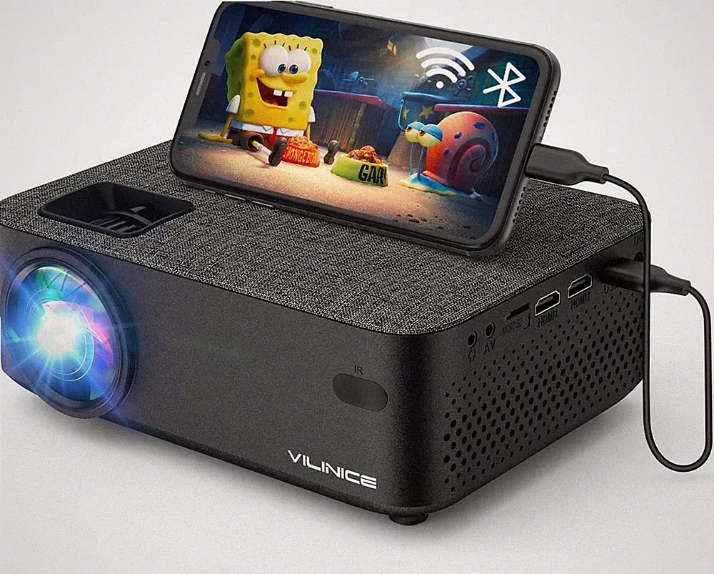 VILINICE Mini-Videoprojektor, Heimkino-Full-HD-WiFi-Projektor mit 6000L, 1080P