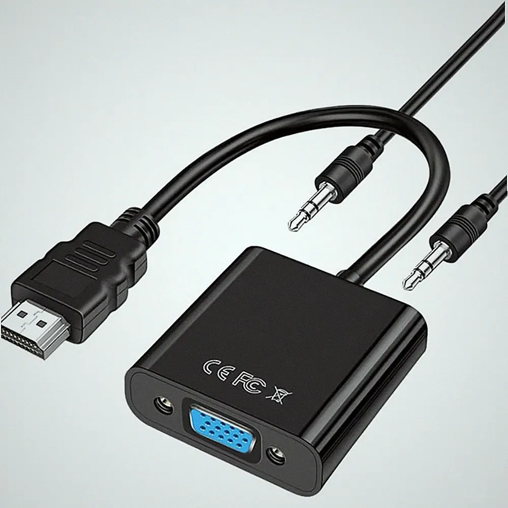 Vinmooog HDMI auf VGA Adapter 1080P mit Audioanschluss schwarz Projektor