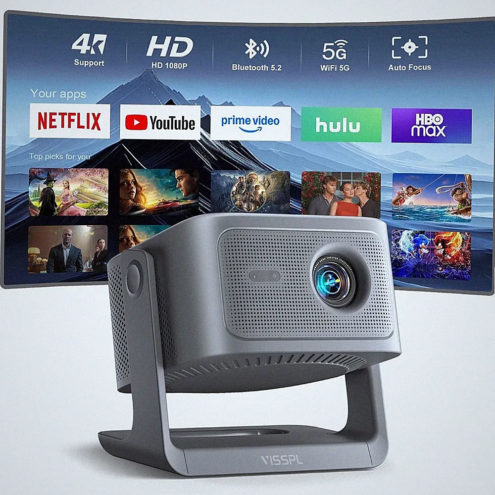 VISSPL Smart Beamer 4K Full HD 1080p Autofokus Bluetooth tragbar
