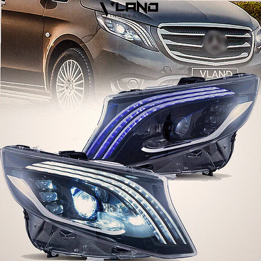 VLAND LED Projector Scheinwerfer für Mercedez Benz Metris Vito 2016-2022 DRL L+R