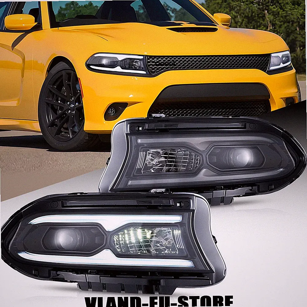 VLAND LED Scheinwerfer mit weiß/gelbem Tagfahrlicht für 2015-2023 Dodge Charger