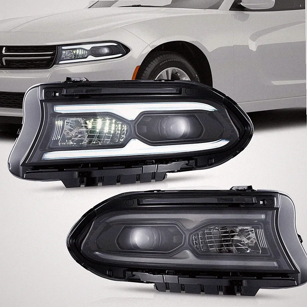 VLAND Scheinwerfer für Dodge Charger 2015-2023 LED mit weiß/gelbem Tagfahrlicht