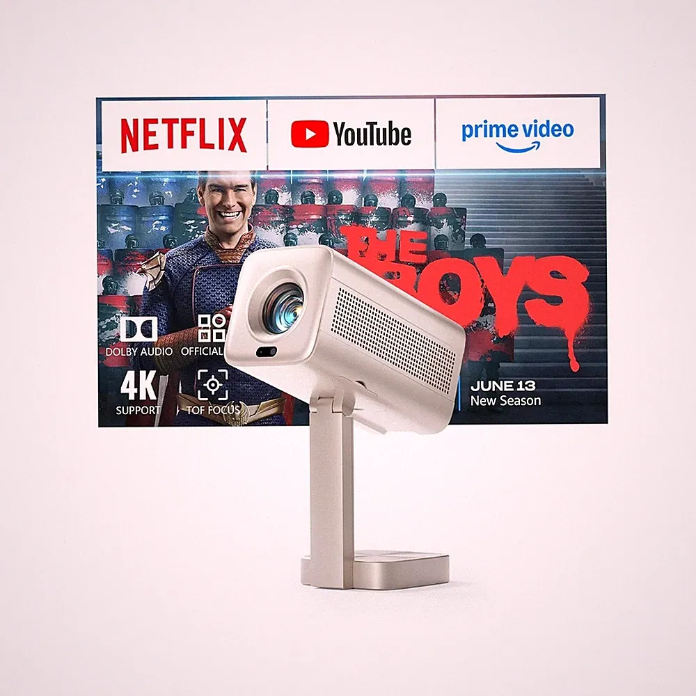 VOPLLS Mini Beamer 4K, Full HD 1080P, Netflix, Autofokus, Bluetooth