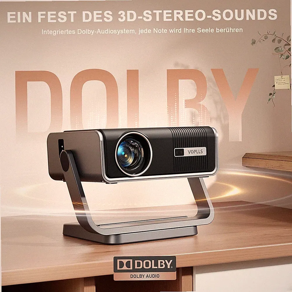 VOPLLS Mini Beamer 4K, WLAN, Standfuß, Bluetooth Heimkino Projektor, OVP wie neu