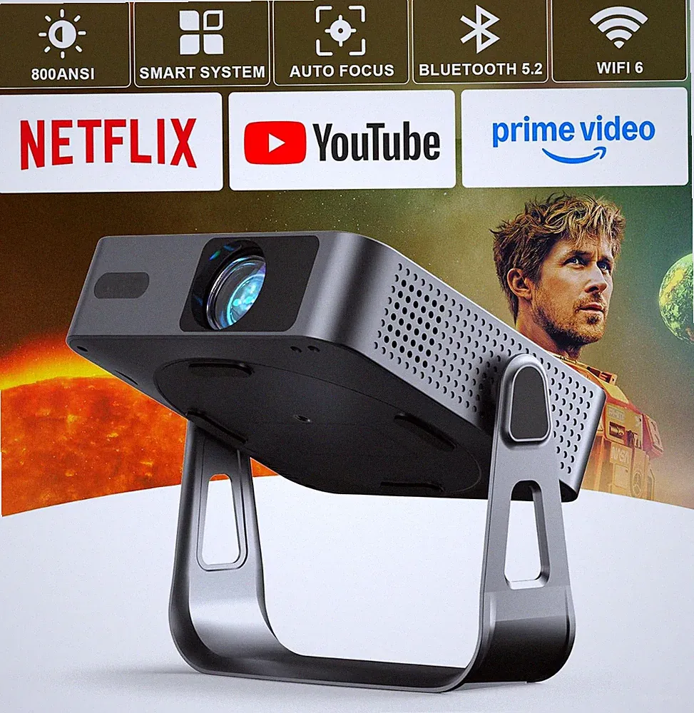 VOPLLS Mini Projektor 1080P Full HD Beamer mit WiFi 6, Bluetooth 5.2, Autofokus
