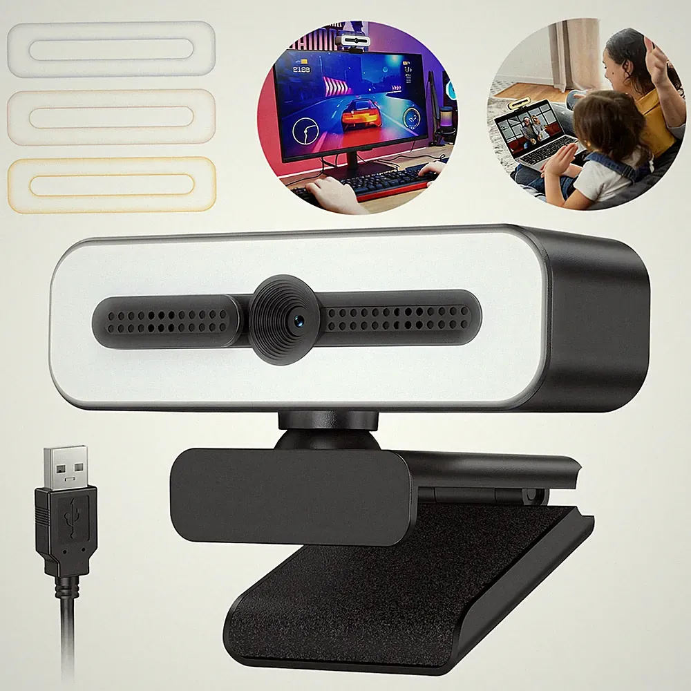 Web Cam 1080P USB Web Cam mit Licht 4K Automatische Business für Streaming