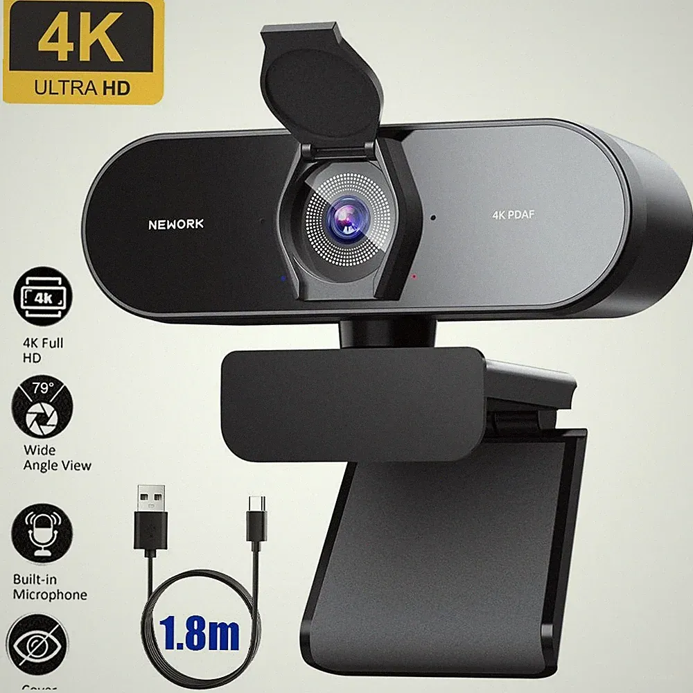 Webcam Kamera 4K mit Mikrofon für PC Computer Desktop Cam