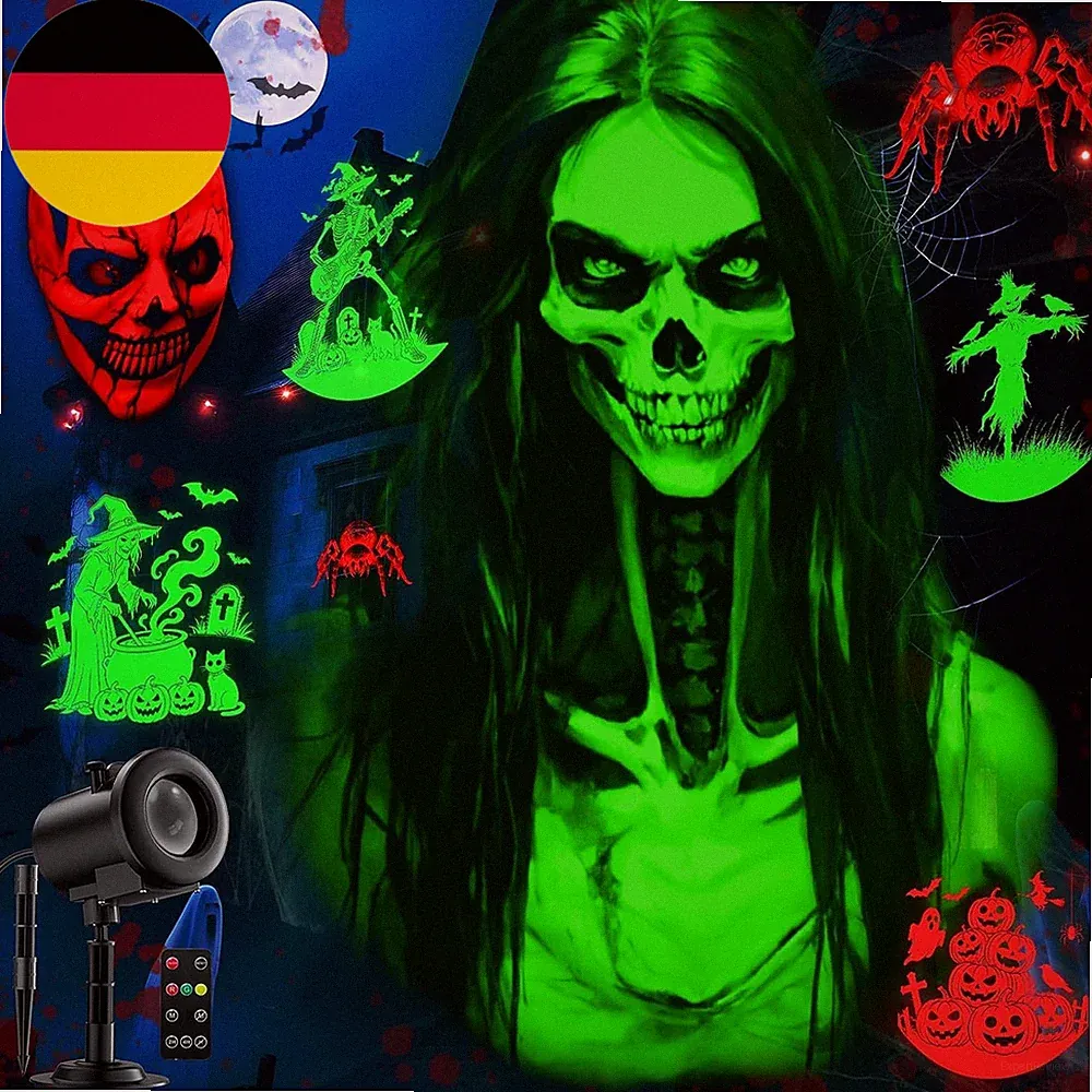 Weihnachten Deko Outdoor Innen, 3D Dynamische Halloween Projektor
