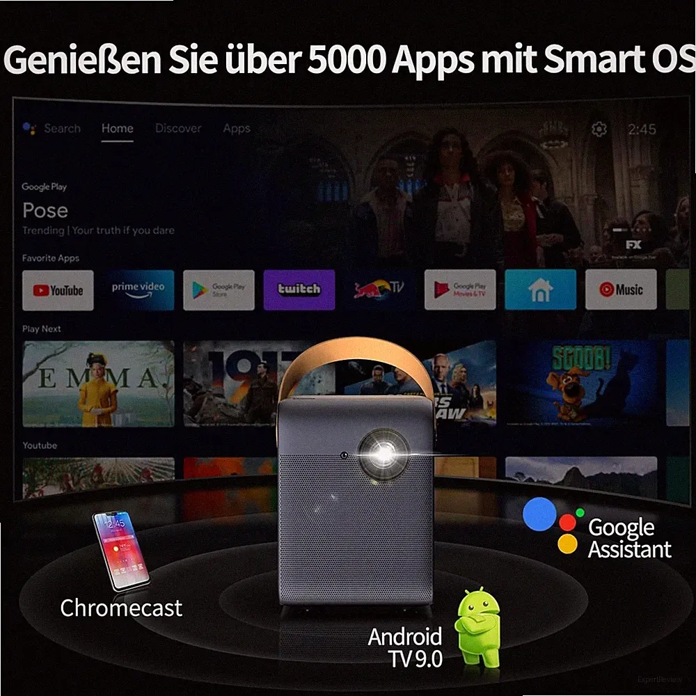 WEMAX 4K HDR10 Android TV Projektor, 3 Stunden Akku