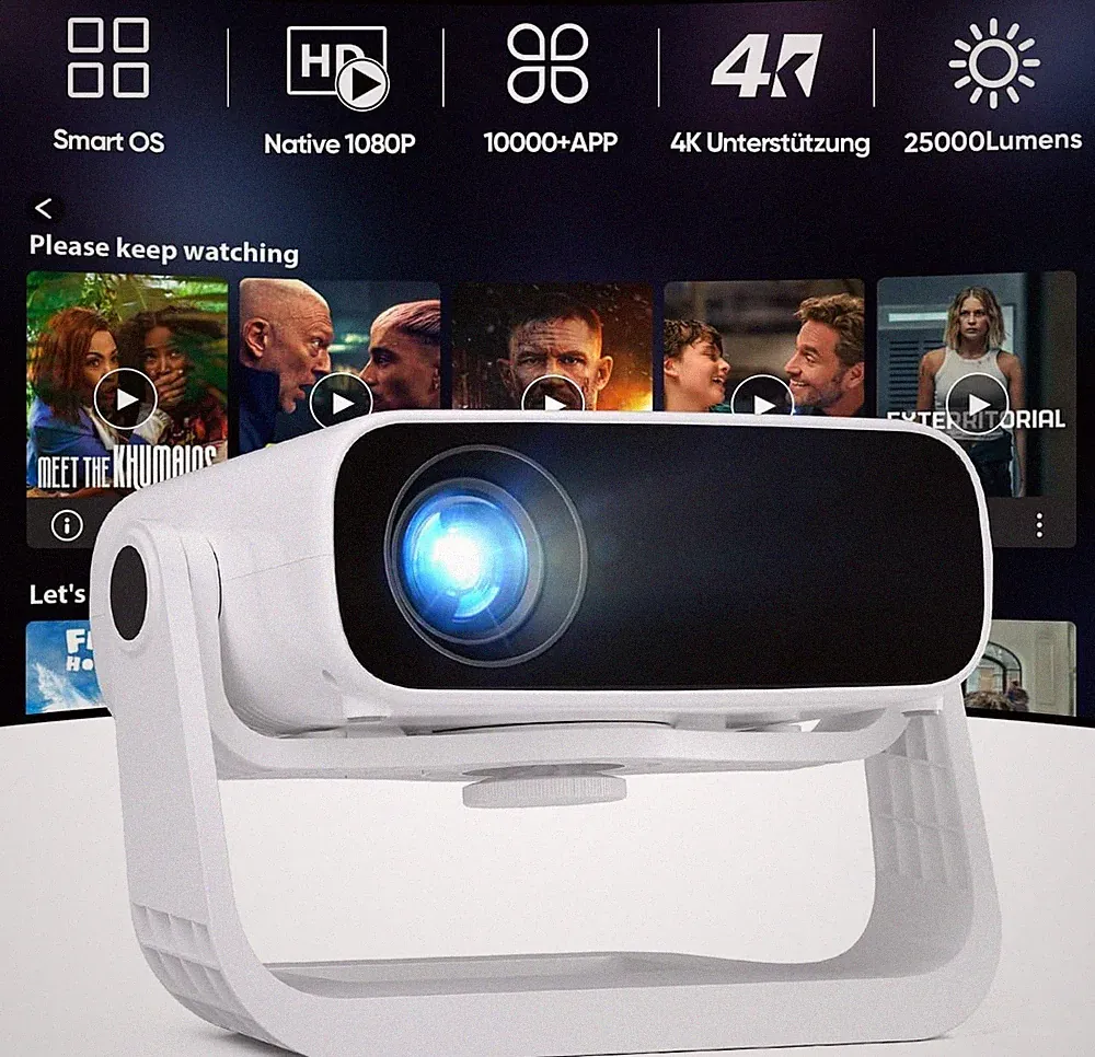 Wielio Smart Beamer FHD 1080P 4K 25000 Lumens WiFi 6 & BT 5.2 Android 11
