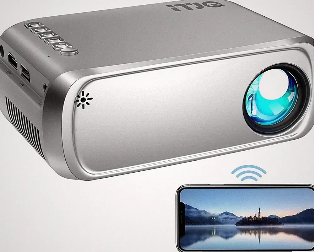 WiFi Beamer, iTJQ Mini Beamer 1080P unterstützt, Tragbarer Projektor