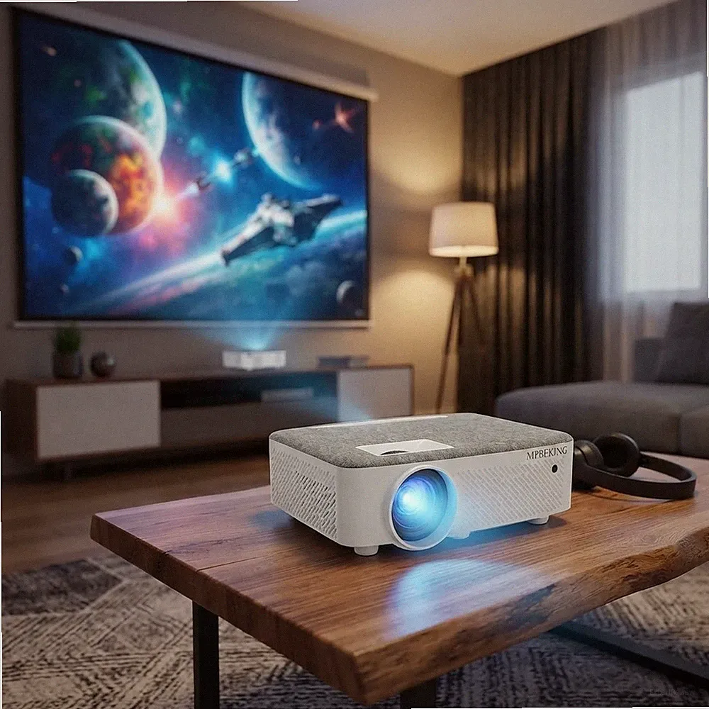 WiFi Heimkino Beamer Full HD Bluetooth + 120" Leinwand Projektor Neu OVP byAS