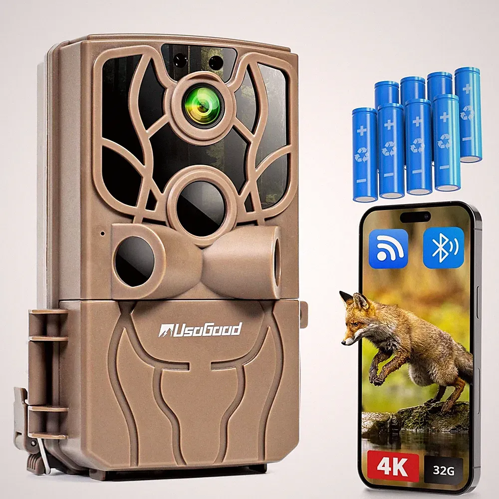 Wildkamera 4K Video Wildtierkamera 48MP WLAN mit Handyübertragung APP 32G Karte