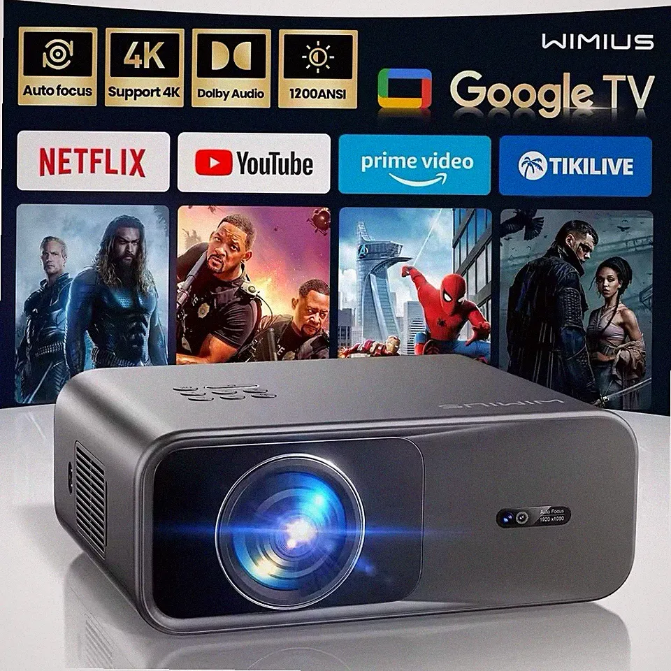 WiMiUS 4K Projektor Google TV 1200 ANSI WiFi 6 Laser Full HD
