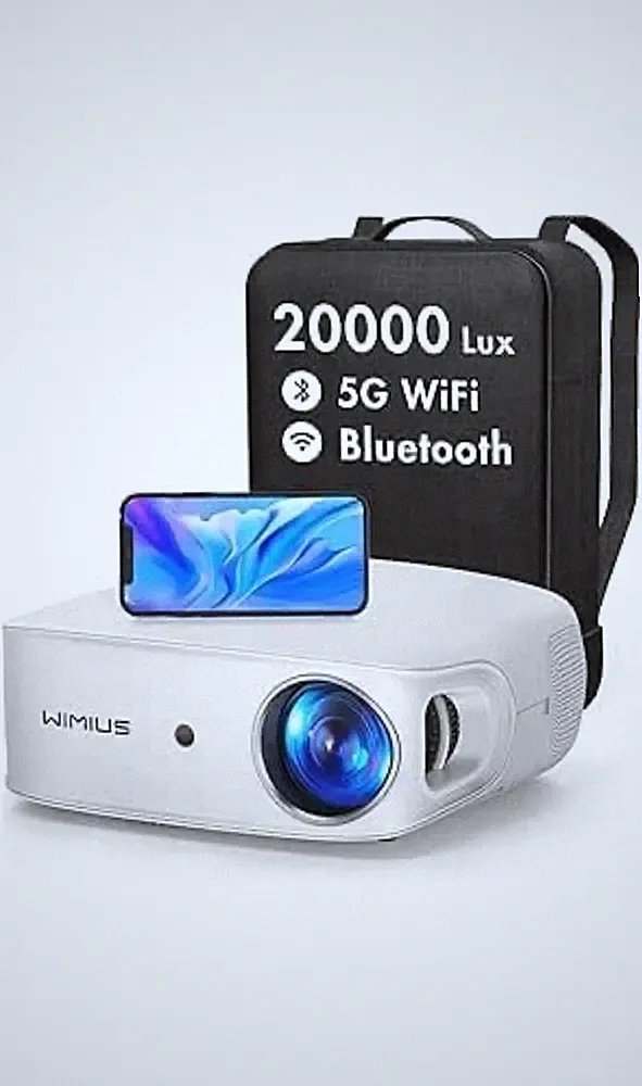 WiMiUS Beamer 6D Auto Trapezkorrektur 20000 Lux 5G WiFi Bluetooth 4K Heimkino