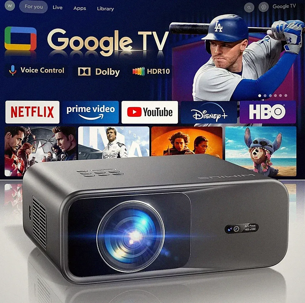 WIMIUS G1 Beamer 1200 ANSI Google TV 4K Support 1080P WLAN